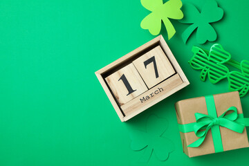 Different St.Patrick's Day accessories, space for text