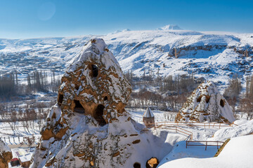 Selime Cathedral and Selime Sultan Tomb view in Aksaray Province of Turkey