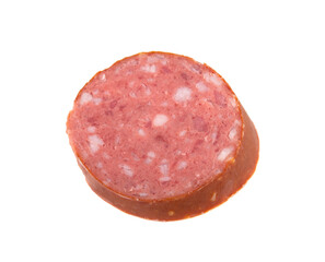 piece of sausage isolated on white background