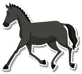 A horse walking animal cartoon sticker