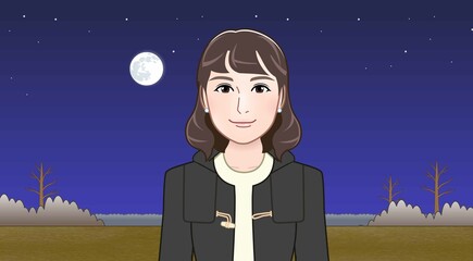 満月の夜に若い女性