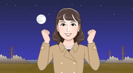 満月の夜に若い女性