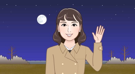 満月の夜に若い女性