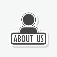  About us sticker icon isolated on white background