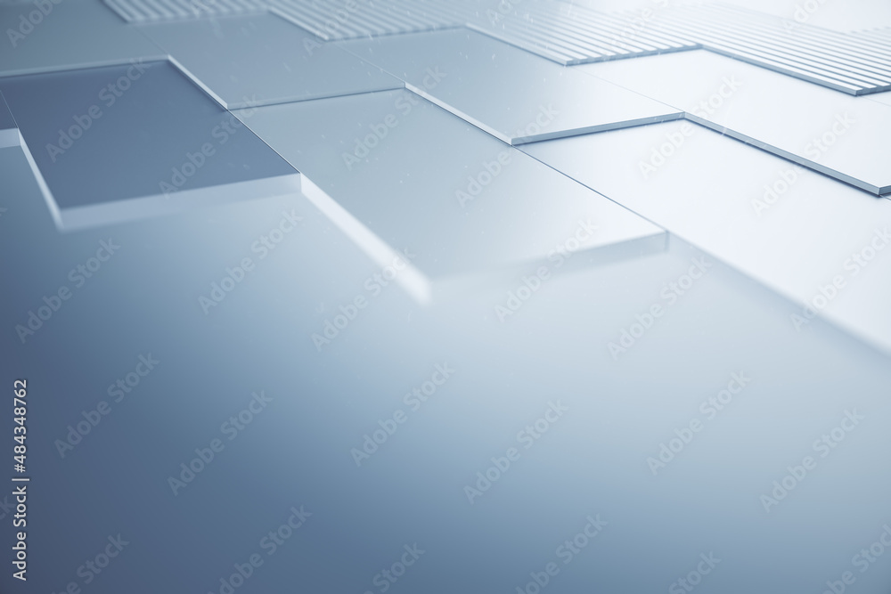 Aufkleber Abstract minimalistic mosaic texture with blurry gray mock up place. Design concept. 3D Rendering.