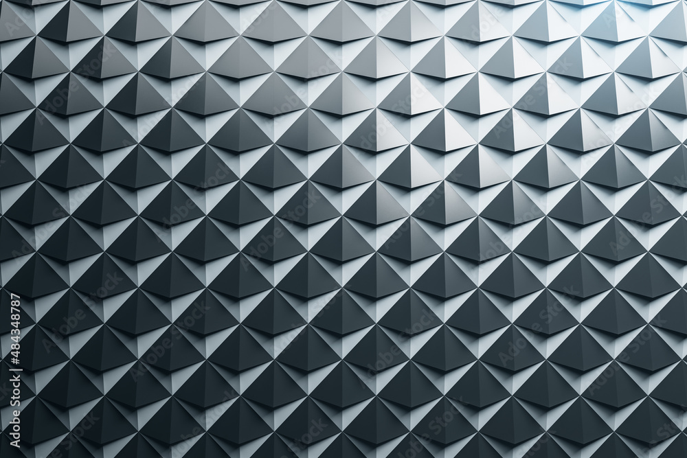 Poster Abstract gray triangular background. Technology and geometry concept. 3D Rendering.