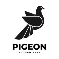 Vector Logo Illustration Pigeon Silhouette Style.