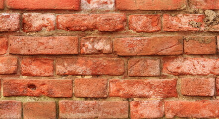 Obraz premium An old brick wall, red brick. 