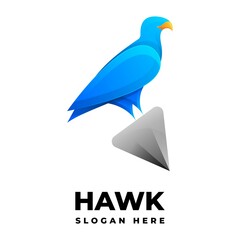 Vector Logo Illustration Hawk Gradient Colorful Style.