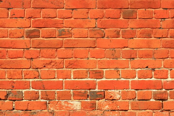 An old brick wall, red brick. 