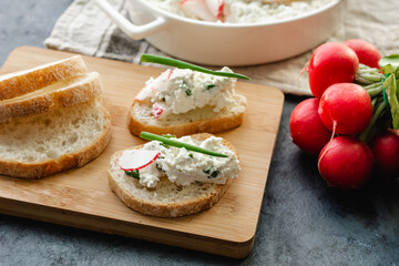 Sandwiches with cottage cheese for a healthy breakfast