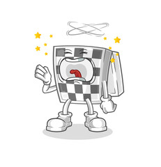 chessboard yawn character. cartoon mascot vector