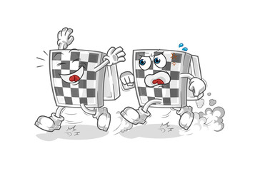 chessboard play chase cartoon. cartoon mascot vector