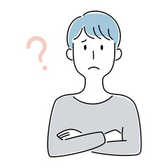 手描き風・悩む男性のベクターイラスト