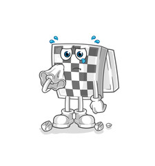 chessboard cry with a tissue. cartoon mascot vector