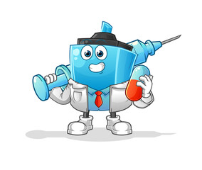 marker pen doctor holding medichine and injection