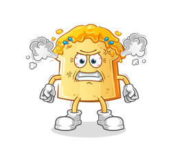 bread with honey very angry mascot. cartoon vector