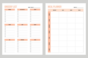 Meal planner and grocery list - obrazy, fototapety, plakaty