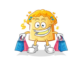 bread with honey shoping mascot. cartoon vector