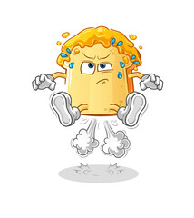 bread with honey fart jumping illustration. character vector
