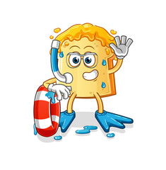 bread with honey swimmer with buoy mascot. cartoon vector