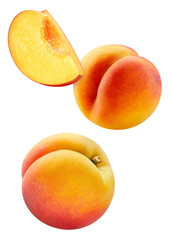 Peach isolated. Peach slice.