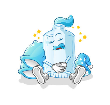 toothpaste sleeping character. cartoon mascot vector