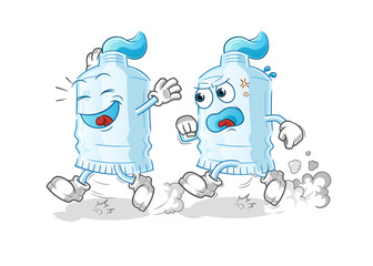 toothpaste play chase cartoon. cartoon mascot vector