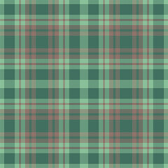 Plaid seamless pattern in green. Check fabric texture. Vector textile print.