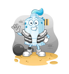 toothpaste criminal in jail. cartoon character