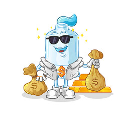 toothpaste rich character. cartoon mascot vector