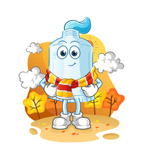 toothpaste in the autumn. cartoon mascot vector