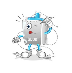 glue with paper plane character. cartoon mascot vector