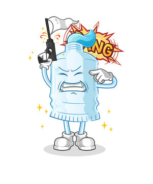 toothpaste warning shot mascot. cartoon vector