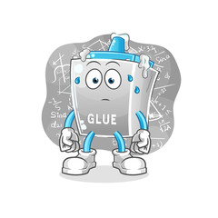 glue thinking hard vector. cartoon character