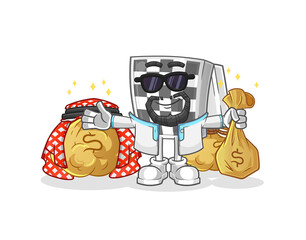 chessboard rich arabian mascot. cartoon vector