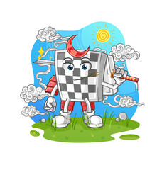 chessboard samurai cartoon. cartoon mascot vector
