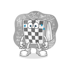 chessboard thinking hard vector. cartoon character