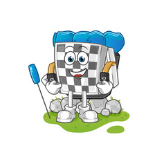 chessboard go camping mascot. cartoon vector
