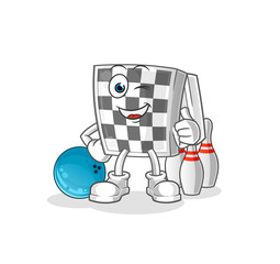 chessboard play bowling illustration. character vector