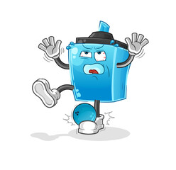 marker pen hiten by bowling cartoon. cartoon mascot vector
