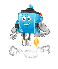 marker pen with jetpack mascot. cartoon vector