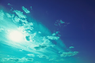 Blue cloudy sky at sunset