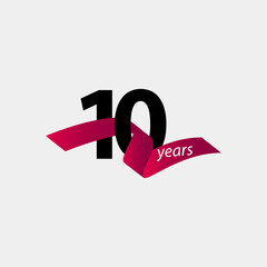 10 Years Anniversary Celebration Vector Template Design Illustration - obrazy, fototapety, plakaty