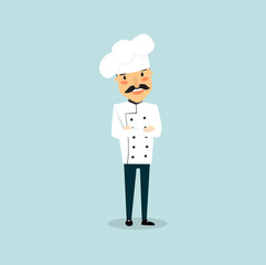 Print. Cartoon chef. Italian. Cheerful chef man
