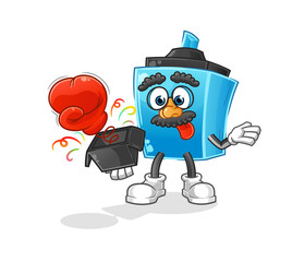 marker pen prank glove in the box. cartoon mascot