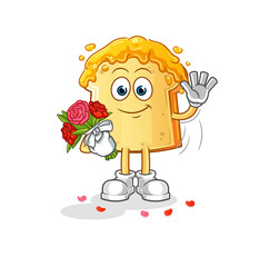 bread with honey with bouquet mascot. cartoon vector