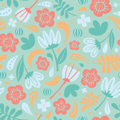 Seamless pattern. Flowers, spring, holiday. Vector image. 