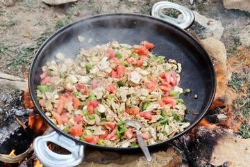Mushroom saute.  It grows in its natural area in Turkey, under cedar trees. Matsutake mushroom, which grows in the Taurus Mountains, is imported to Japan and China.