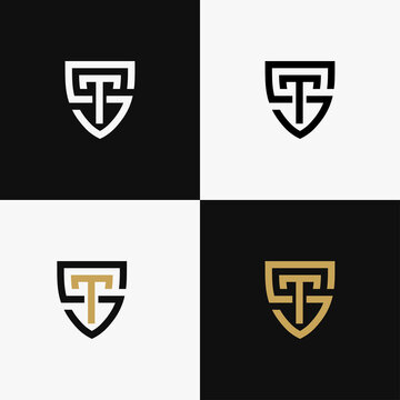 Modern Shield Logo, Letter ST Logo Vector.